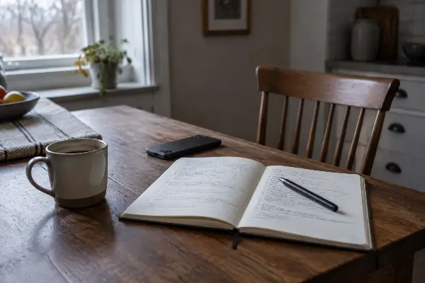 Kitchen table at home during the weeks of integration after an ayahuasca retreat