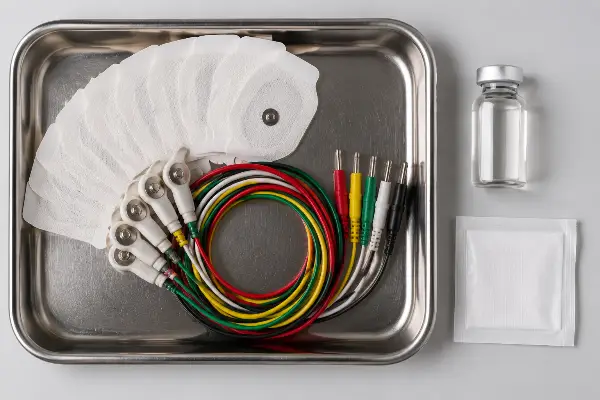 ECG electrodes and leads, the cardiac monitoring ibogaine treatment requires before dosing