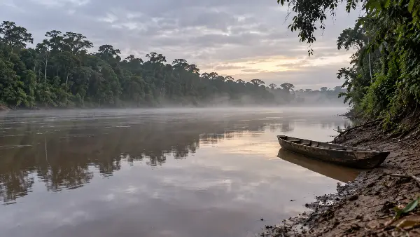 Rio Momon at dawn near the Iquitos ayahuasca retreat