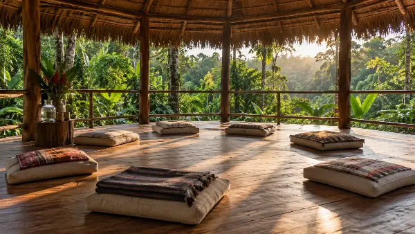 Integration circle platform where guests process an ayahuasca ceremony