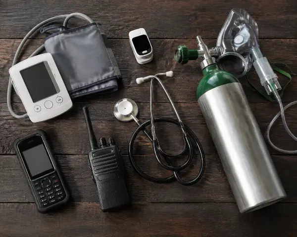 Emergency medical equipment kept on site during every ayahuasca ceremony