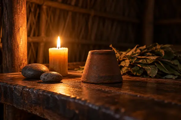 An upturned cup on a candlelit altar, a sign of the second cups our healer declines instead of chasing ego death