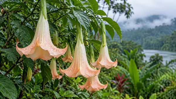 Brugmansia (toé) flowers, a scopolamine source some centers add to ayahuasca, linked to memory loss