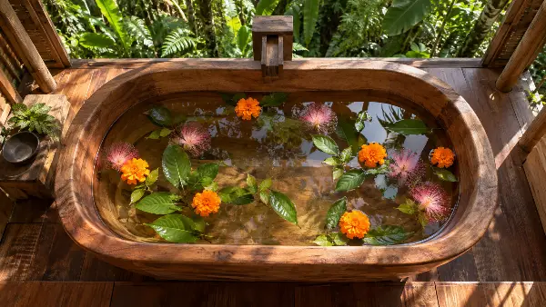 Rosa sisa and bobinsana flower bath, which our healers may prepare the morning after a night of grief